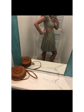 Ocean Drive Olive Green Smocked Open Back Dress
